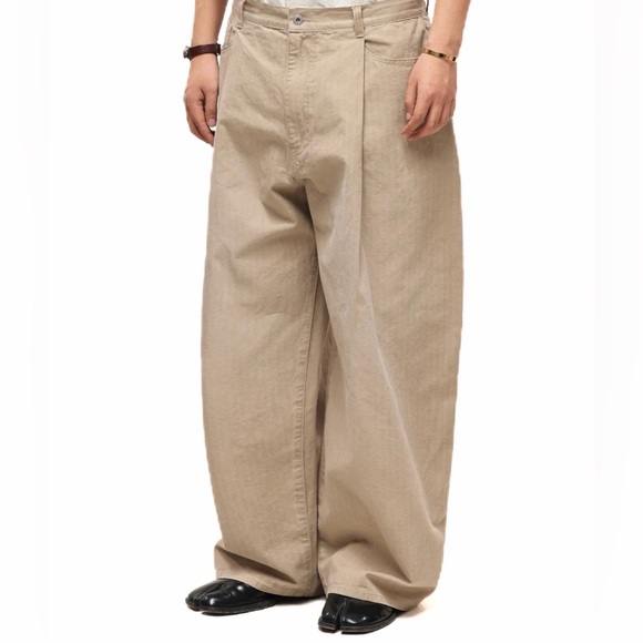 6cRAyon Khaki Herringbone Wide Leg Trousers Streetwear Medium - NWT🤎 - Picture 5 of 11